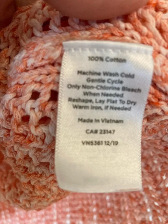 Talbots Coral-Peach Open-Weave Crewneck Sweater - Picture 6 of 8